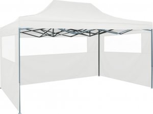 vidaXL Rozkładany namiot imprezowy z 3 ściankami, 3 x 4,5 m, biały 1