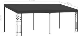 vidaXL Altana przyścienna, 6 x 3 x 2,5 m, antracytowa 6