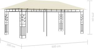 vidaXL Altana ogrodowa z moskitierą, 6x3x2,73 m, kremowa 6