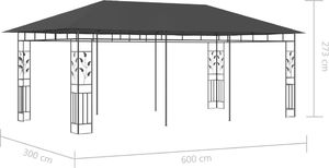 vidaXL Altana ogrodowa z moskitierą, 6x3x2,73 m, antracytowa 6