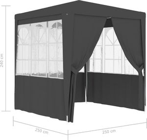 vidaXL Namiot imprezowy ze ściankami, 2,5x2,5 m, antracytowy, 90 g/m 8