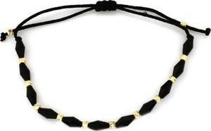 Lovrin ZŁOTA BRANSOLETKA 585 CZARNE KAMIENIE NA SZNURECZKU 2