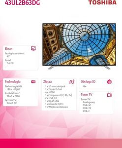 Telewizor Toshiba 43UL2B63DG LED 43'' 4K Ultra HD 4