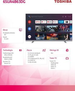 Telewizor Toshiba 65UA4B63DG LED 65'' 4K Ultra HD 3