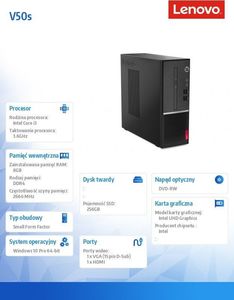 Komputer Lenovo Essential V50s SFF, Core i3-10100, 8 GB, Intel HD Graphics 630, 256 GB M.2 PCIe Windows 10 Pro  / Core i3-10100   / Intel HD Graphics 630   / 16 GB RAM / 256 GB SSD / Windows 10 Pro 3