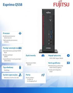 Komputer Fujitsu Esprimo Q558 Intel Core i5-9400 8 GB 256 GB SSD Windows 10 Pro 2