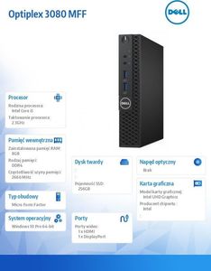 Komputer Dell Optiplex 3080 Intel Core i5-10500T 8 GB 256 GB SSD Windows 10 Pro 5