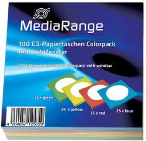 MediaRange Kolorowe koperty na płyty, 100sztuk, 4 kolory (BOX67) 1
