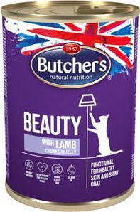 Butcher’s BUTCHER'S Functional Cat Beauty z jagnięciną kawałki w galarecie - mokra karma dla kota - puszka 400g 1