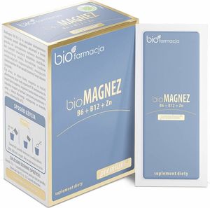 Biofarmacja Bio Magnez Premium Z B6 B12 Oraz Cynkiem 20 Saszetek Biofarmacja Cytrynian Magnezu Z Morza Martwego, Cytrynian Cynku 1