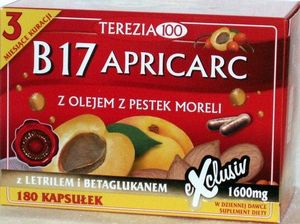Terezia Witamina B17 Apricarc 180 Kap B17 Amigdalina Letril Pestki Moreli Reishi Boczniak Suplement Diety Apricarc Witamina B17 1
