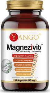 Yango Magnezivit Witaminy I Minerały 40 Kaps. Yango Formy Magnezu: Diglicynian Cytrynian Jabłczan Tlenek Węgiel 1