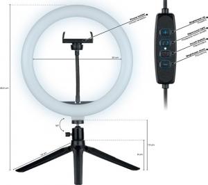 Lampa pierścieniowa Tracer Ring 26cm z mini statywem (TRAOSW46747) 4