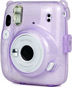 Pokrowiec LoveInstant Futerał Etui Pokrowiec Do Fujifilm Instax Mini 11 Fioletowy Brokat Przezroczysty 2