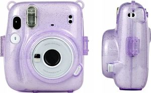 Pokrowiec LoveInstant Futerał Etui Pokrowiec Do Fujifilm Instax Mini 11 Fioletowy Brokat Przezroczysty 5