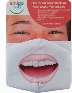 Amigo Maska Maseczka UŚmiech Wow Bawełna 3d / 2 Warstwy / Wielorazowa 5