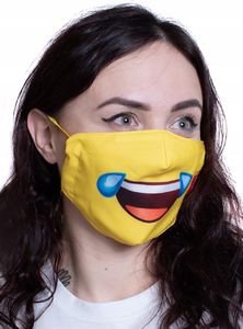 Emoji Maska Maseczka Emoji Z Nadrukiem Łzy SzczĘŚcia Bawełna 3d / 2 Warstwy / Wielorazowa 3