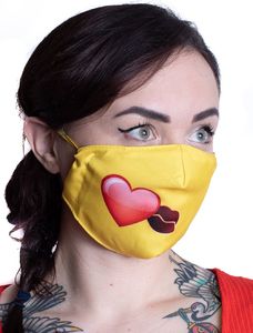 Emoji Maska Maseczka Emoji Serce PocaŁunek Bawełna 3d / 2 Warstwy / Wielorazowa 2