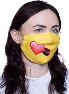 Emoji Maska Maseczka Emoji Serce PocaŁunek Bawełna 3d / 2 Warstwy / Wielorazowa 3