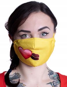 Emoji Maska Maseczka Emoji Serce PocaŁunek Bawełna 3d / 2 Warstwy / Wielorazowa 5