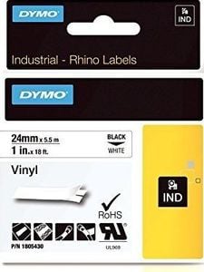 Dymo Dymo Rhino Band Vinyl black/white 24mmx5,5m 1
