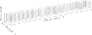vidaXL Podwyższona donica gabionowa, galwanizowana stal, 360x30x30 cm 6