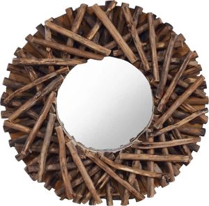 vidaXL Lustro ścienne, 40 cm, drewno tekowe, okrągłe 1
