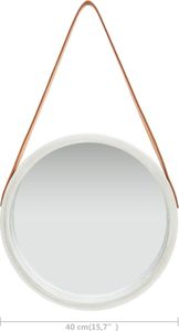 vidaXL Lustro ścienne na pasku, 40 cm, srebrne 6