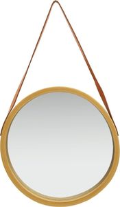 vidaXL Lustro ścienne na pasku, 50 cm, złote 2