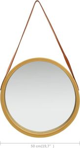 vidaXL Lustro ścienne na pasku, 50 cm, złote 6