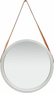 vidaXL Lustro ścienne na pasku, 50 cm, srebrne 2