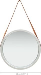 vidaXL Lustro ścienne na pasku, 50 cm, srebrne 6