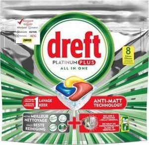 Dreft Dreft Platinum Lemon kapsułki do zmywarki 8 sztuk uniwersalny 1