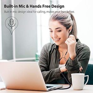 Słuchawki Avantree Avantree In Ear Słuchawki TV Długi kabel, długie słuchawki z mikrofonem i 3,5-metrowym przedłużaczem do PC, Metalowe słuchawki douszne Stereo Zatyczki do uszu ze spiralnym kablem - HF027 2