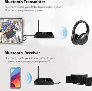 Avantree Avantree Nadajnik dalekiego zasięgu Bluetooth 5.0 do telewizora, bezprzewodowy adapter audio aptX HD o niskiej latencji Rozdzielacz odbiornika na 2 słuchawki, instrukcje głosowe, ekran dotykowy - Oasis Plus 2