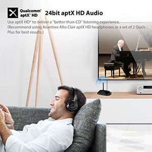 Avantree Avantree Nadajnik dalekiego zasięgu Bluetooth 5.0 do telewizora, bezprzewodowy adapter audio aptX HD o niskiej latencji Rozdzielacz odbiornika na 2 słuchawki, instrukcje głosowe, ekran dotykowy - Oasis Plus 3