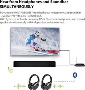 Avantree Avantree Nadajnik dalekiego zasięgu Bluetooth 5.0 do telewizora, bezprzewodowy adapter audio aptX HD o niskiej latencji Rozdzielacz odbiornika na 2 słuchawki, instrukcje głosowe, ekran dotykowy - Oasis Plus 4