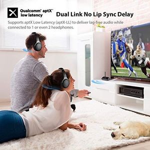 Avantree Avantree Nadajnik dalekiego zasięgu Bluetooth 5.0 do telewizora, bezprzewodowy adapter audio aptX HD o niskiej latencji Rozdzielacz odbiornika na 2 słuchawki, instrukcje głosowe, ekran dotykowy - Oasis Plus 5