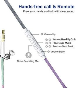 Słuchawki Urizons URIZONS Słuchawki z mikrofonem i pilotem Słuchawki do iPhone'a iPad iPod Mac Laptop tablety Smartfony z Android Ręcznie robiona tkanina Pleciona bransoletka plemienna 3