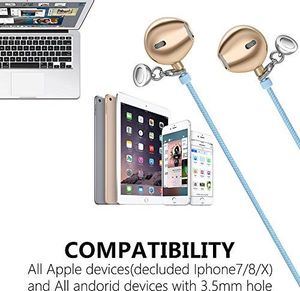 Słuchawki Urizons URIZONS Słuchawki Słuchawki surround, sportowe zestawy słuchawkowe z pilotem do mikrofonu do wszystkich urządzeń iPhone i Android Opaska na nadgarstek z oplotem z tkaniny Niebieska 3