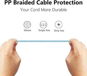 Słuchawki Urizons URIZONS Słuchawki Słuchawki surround, sportowe zestawy słuchawkowe z pilotem do mikrofonu do wszystkich urządzeń iPhone i Android Opaska na nadgarstek z oplotem z tkaniny Niebieska 4