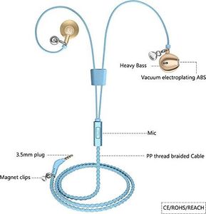 Słuchawki Urizons URIZONS Słuchawki Słuchawki surround, sportowe zestawy słuchawkowe z pilotem do mikrofonu do wszystkich urządzeń iPhone i Android Opaska na nadgarstek z oplotem z tkaniny Niebieska 5