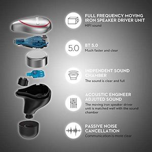 Słuchawki Bokman Słuchawki douszne Bluetooth Bokman O5 Plus, słuchawki bezprzewodowe z solidnym dźwiękiem basowym, wodoodporne słuchawki sportowe IPX7, tryb mono stereo bez przełączania, 100 godzin pracy na baterii (szary) 2