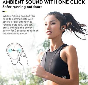 Słuchawki Bokman Słuchawki douszne Bluetooth Bokman O5 Plus, słuchawki bezprzewodowe z solidnym dźwiękiem basowym, wodoodporne słuchawki sportowe IPX7, tryb mono stereo bez przełączania, 100 godzin pracy na baterii (szary) 4