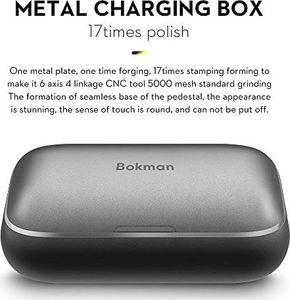 Słuchawki Bokman Słuchawki douszne Bluetooth Bokman O5 Plus, słuchawki bezprzewodowe z solidnym dźwiękiem basowym, wodoodporne słuchawki sportowe IPX7, tryb mono stereo bez przełączania, 100 godzin pracy na baterii (szary) 6