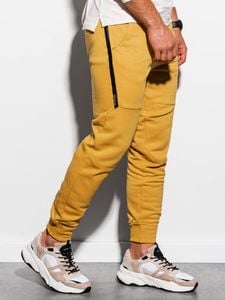 Ombre Spodnie męskie dresowe joggery P919 - żółte M 1