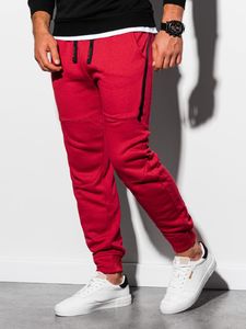 Ombre Spodnie męskie dresowe joggery P919 - czerwone L 1