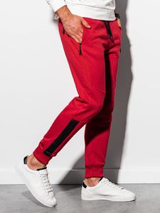 Ombre Spodnie męskie dresowe joggery P920 - czerwone L 1