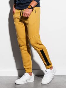 Ombre Spodnie męskie dresowe joggery P920 - żółte S 1