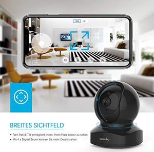 Kamera IP Wansview Kamera IP Wansview WiFi, Kamera WiFi 1080P, kamera dla zwierząt domowych, monitor z wykrywaniem ruchu, dwukierunkowe audio, obsługuje zdalny alarm i sterowanie aplikacją mobilną Q5 Czarny 4